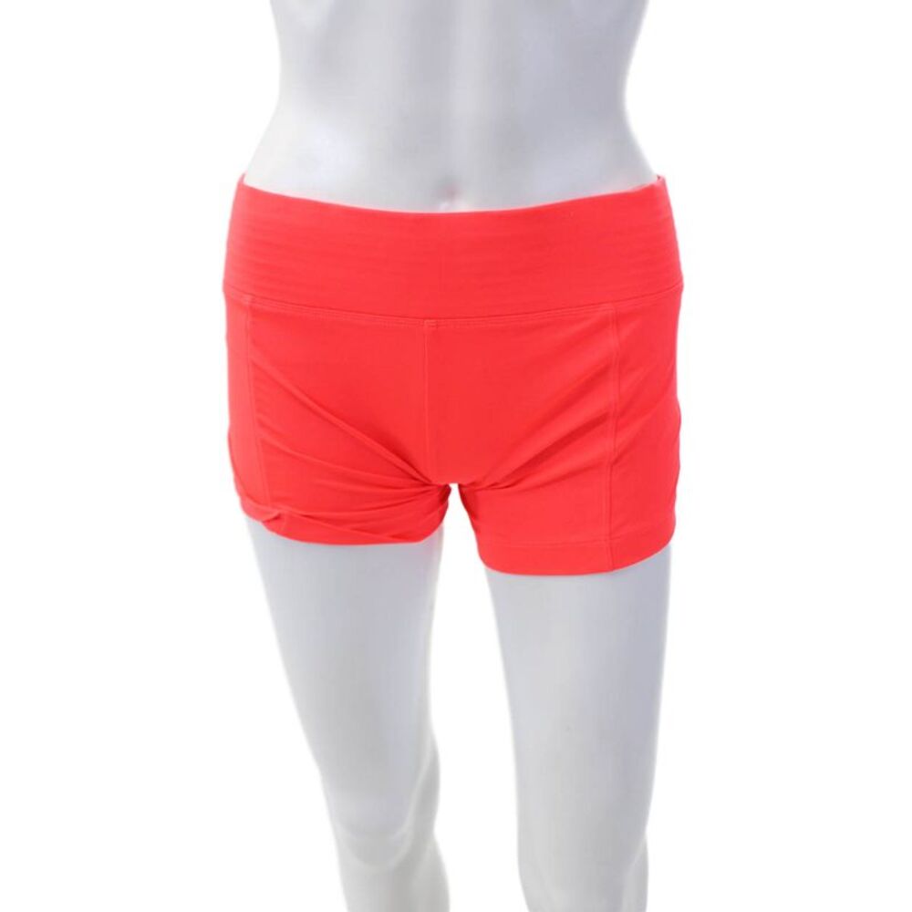 Designer Womens Pull On Mini Biker Shorts Bright Orange Size Small